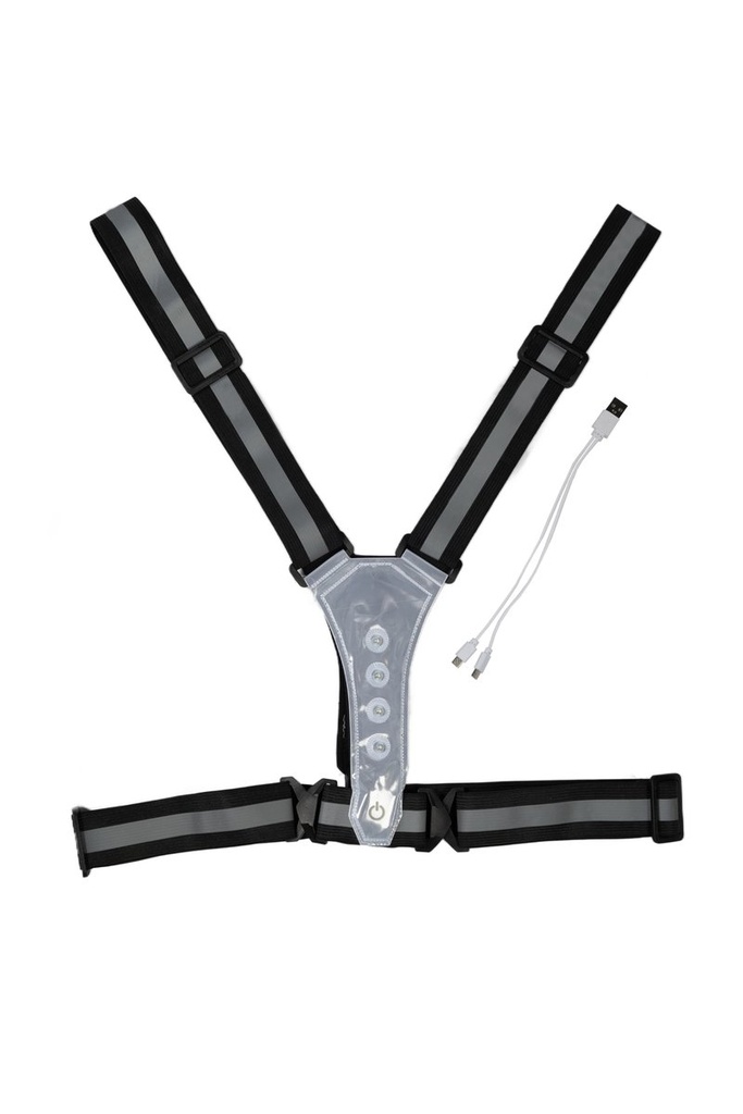 [151279171.0583] Gilet lumineux à LED (Adultes, Noir/argenté)