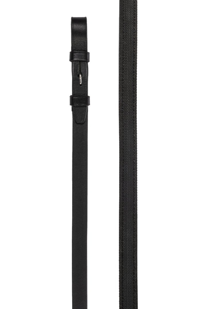 Reins made of leather with rubber -Sophie- (Poney, Black)