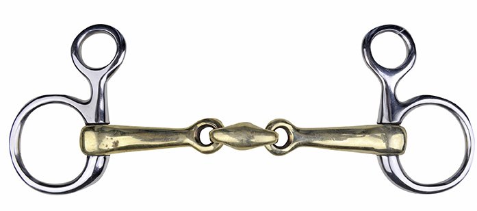 Mors baucher en maillechort, 16 mm anneaux inox (40 mm/115 mm large)