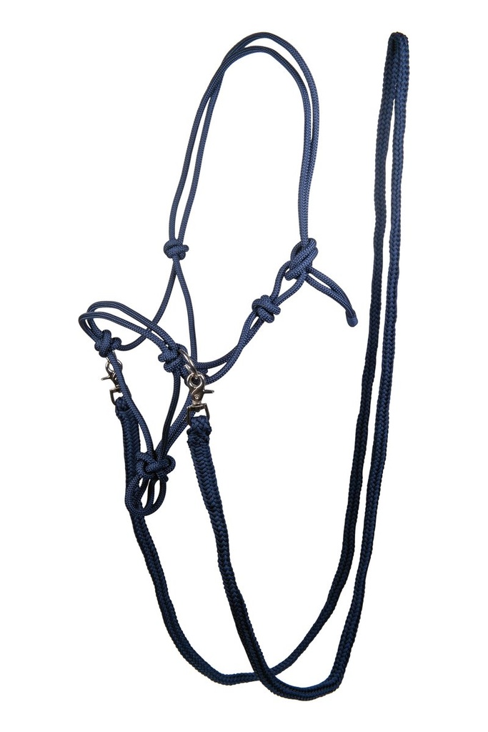 Rope halter with reins (Poney, Bleu foncé)