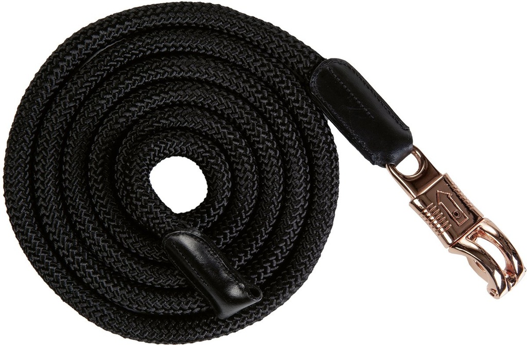 Lead rope -Rosegold Glamour- Style with panic hook (Noir/or rose)