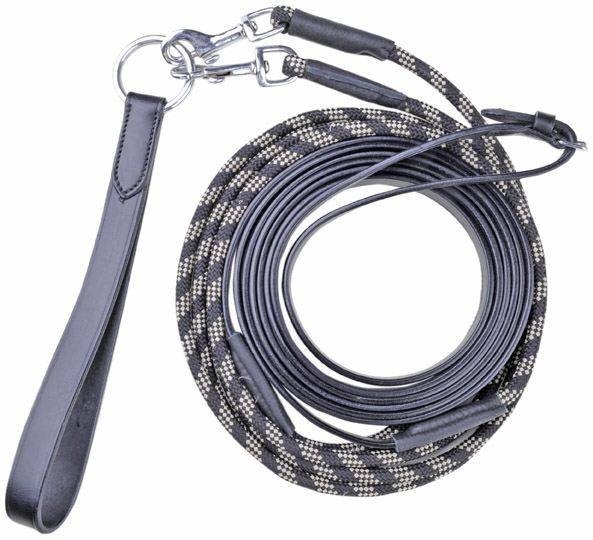 [41539100.0621] Rênes allemandes, corde et cuir (Poney, Noir)