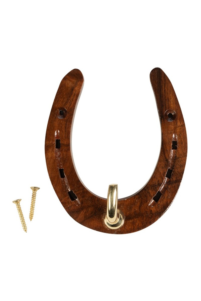 [HKM-15256] Horseshoe hook made of wood and brass