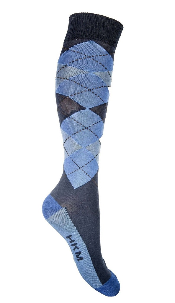 Chaussettes -Check Classico- (39-42, Bleu foncé/Orange)