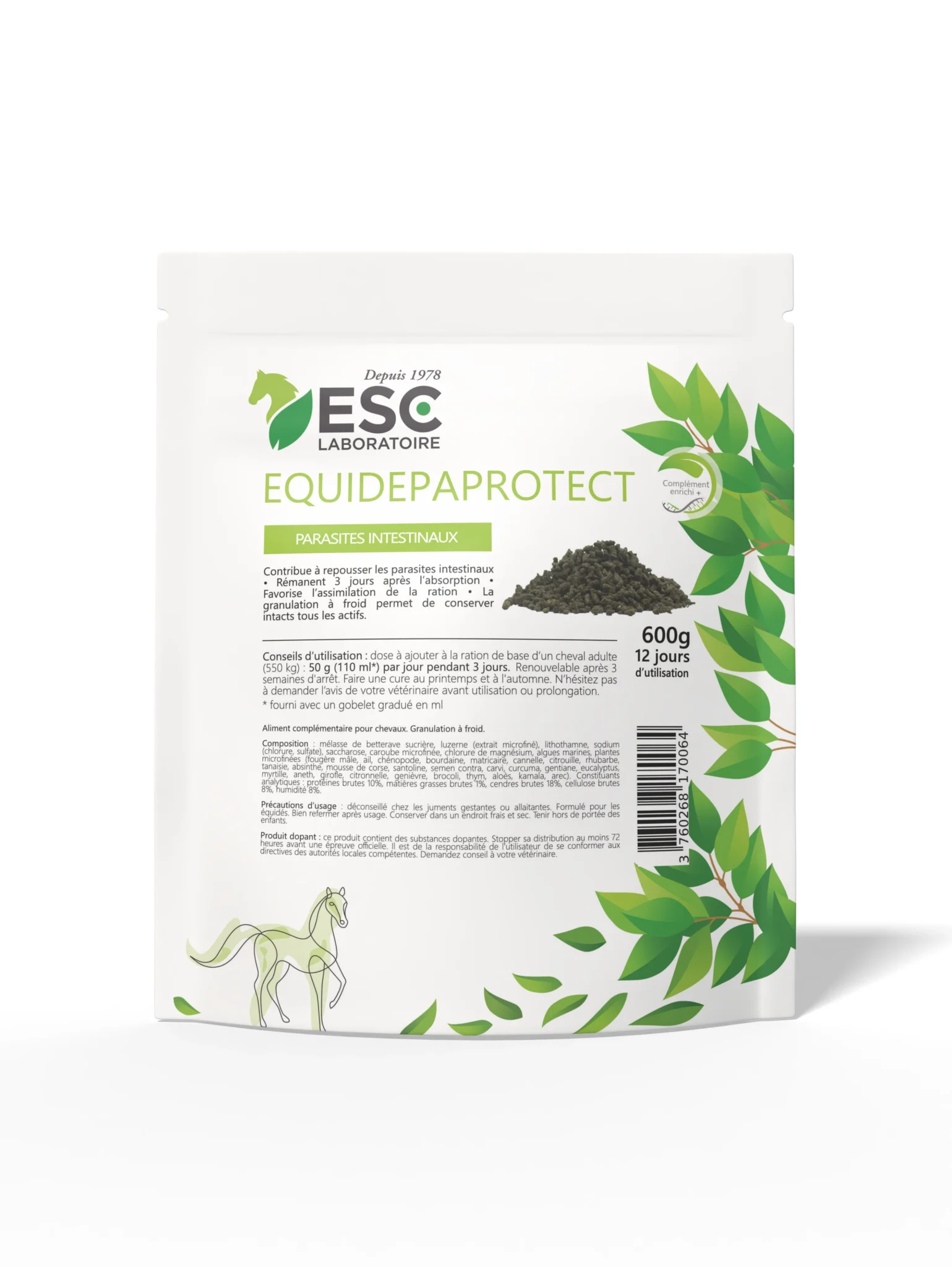 EQUIDEPAPROTECT – Parasites intestinaux du cheval – Complément à base de plantes enrichi