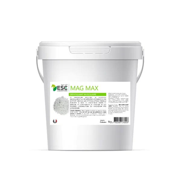 MAG MAX – Magnésium marin, vitamine B6, taurine et probiotiques – Muscles et anti-stress pour cheval