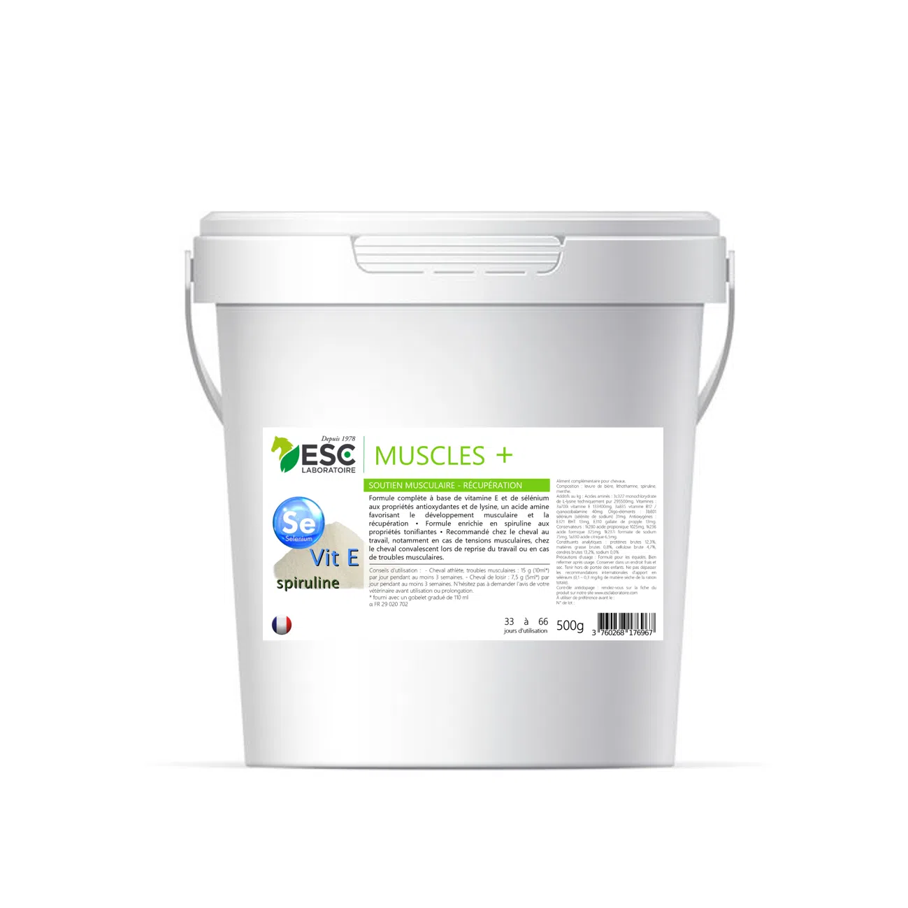 MUSCLE + – Vit E, sélénium, lysine et spiruline – Soutien musculaire et récupération pour cheval