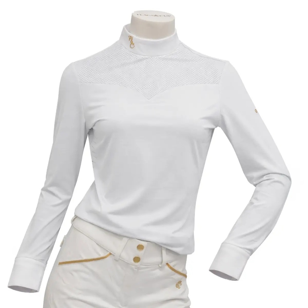 [9088750200001] Polo de concours Flags&Cup Isadora manches longues - Blanc XS
