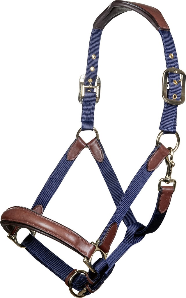 [127425824-Poney] Licol -Luna- cuir et nylon (Vert/Brun, Poney)