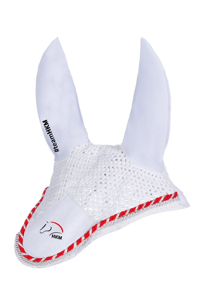 Bonnet anti-mouches -Team HKM- (Blanc, Poney)