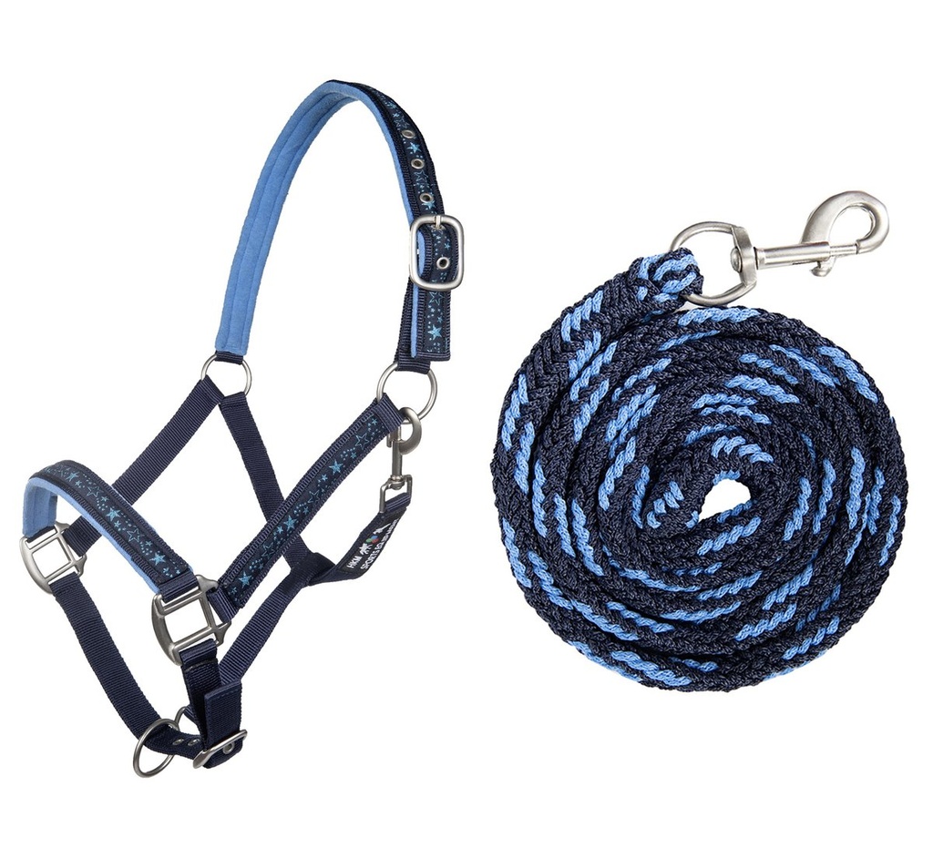 Licol & longe corde (180cm), mousqueton -Stars-
