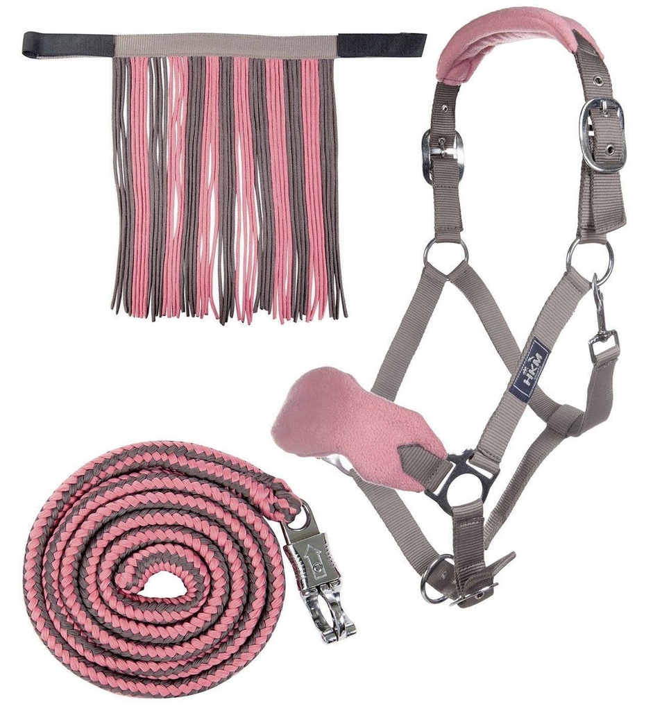 Licol set avec mousqueton panique et frange anti-mouches