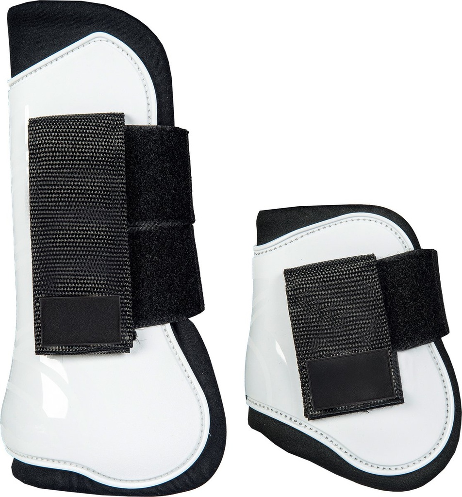 Guêtres et protèges boulets -Genua- set de 4 (Blanc/Noir, Poney)