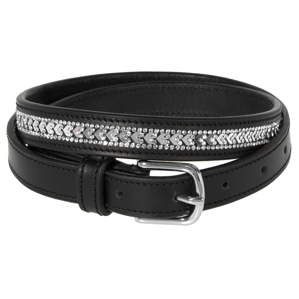 [8714813685812] Ceinture fine en cuir Sparkling Arrow (Noir Argent, 85cm)