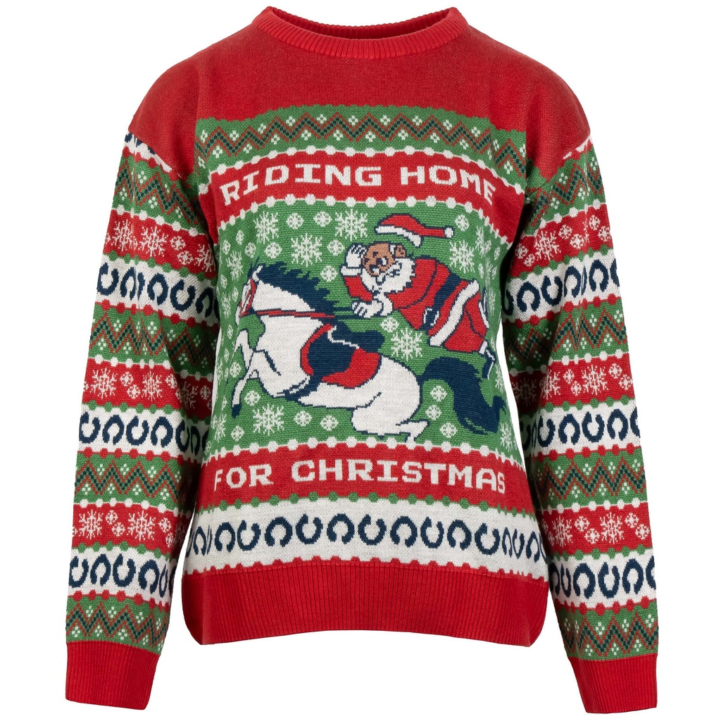 Pull de Noël Père Noël à Cheval