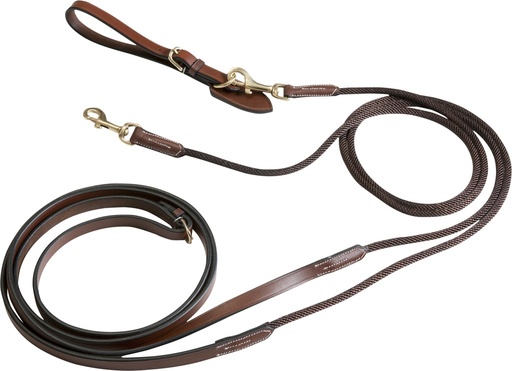 [307187002] Rênes allemandes cuir/corde ERIC THOMAS PRO